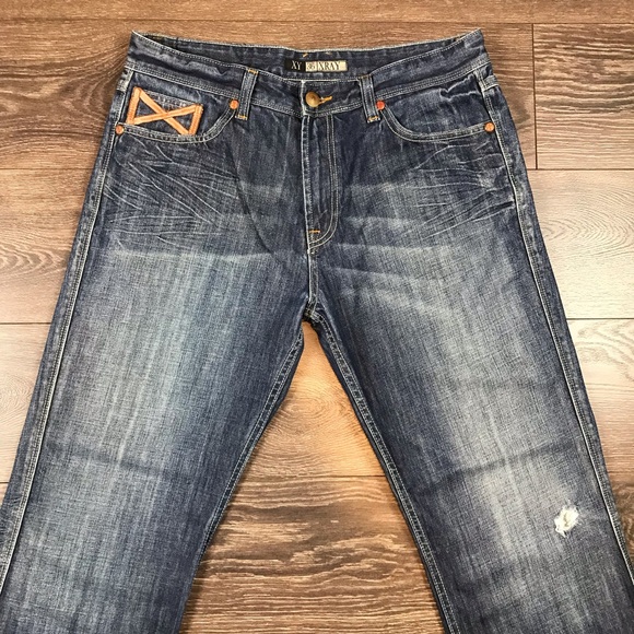 X-Ray Men’s Distressed Faded Blue Straight Leg Denim Jeans Size 36 - Picture 2 of 10